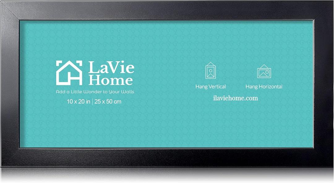 LaVie Home 10x20 Picture Frame Black, Panoramic Picture Frame for Wall Decoration, Classic Black Minimalist Style Suitable for Decorating Houses, Offices, Hotels1 Pack
