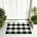 SEEKSEE Buffalo Plaid Outdoor Rug 2' x 3' Black and White Front Door Mat, Layering Rug for Porch, Washable Doormat, Cotton Area Rug for Outdoor Entrance Entryway Patio Porch Decor