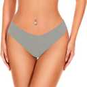 Seamless Thongs - No Show Underwear Pack - Breathable Panties for Women - Colorful 6 Thongs (Blue, L)