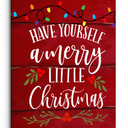 PHAMTE Have Yourself a Merry Little Christmas Wall Art,Christmas Canvas Wall Art,Red Rustic Festive Print Framed Canvas Painting Christmas Wall Art Home Kids Room Bedroom Decor 16x24 Inch