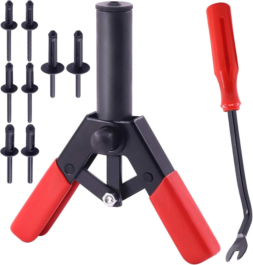 42Pcs Plastic Rivet Gun Set with 40Pcs 4Sizes Nylon Blind Rivets and 1Pcs Fastener Removal Tool, Hand Riveter Suitable for Automotive and More