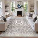 zesthome 8x10 Area Rugs for Living Room,Non-Slip Backing Washable Rugs,Vintage Large Area RugStain Resistant Home Decor Rug (Brown/Beige,8'x10')