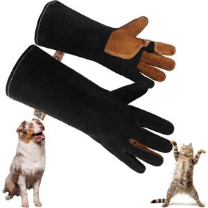 HLDD HANDLANDY Animal Handling Gloves - Bite Proof for Dog Training, Falconry, Gardening, Welding (16-inches, Black)