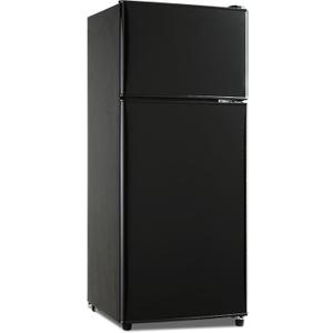 Anukis Compact Refrigerator 3.8 Cu Ft 2 Door Mini Fridge with Freezer for Apartment, Dorm, Office, Family, Basement, Garage - Black