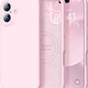 Vooii Magnetic for iPhone 17 Case, Compatible with Magsafe (Premium Liquid Silicone) (Integrated Camera Control Button) Full Body Protective Anti-Scratch Microfiber Lining 6.3", Chalk Pink