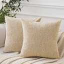 Artcest Set of 2 Soft Decorative Throw Pillow Covers Cozy Textured Cushion Cases for Couch Bed and Living Room, 18"x18" (Wheat)