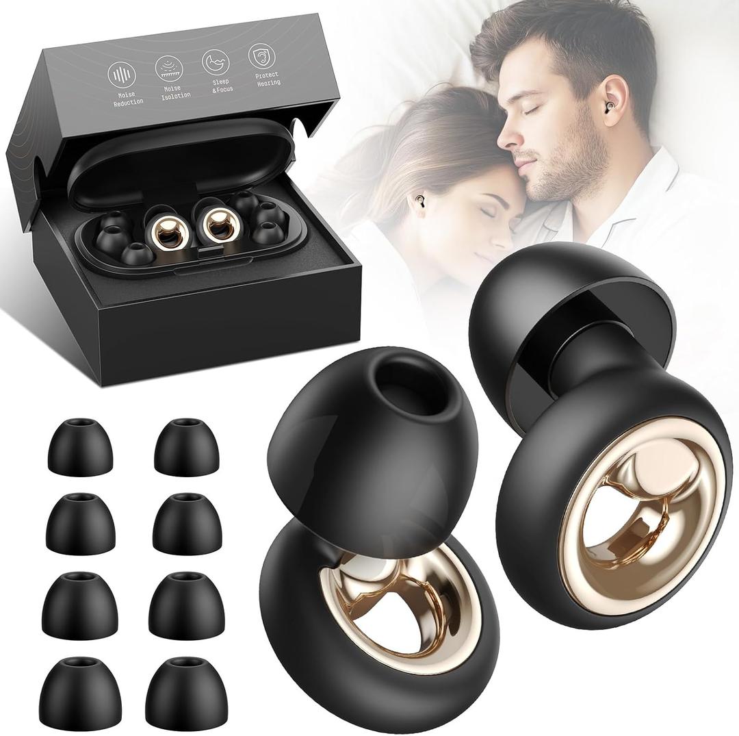 45dB Ear Plugs for Sleeping Noise Cancelling, Soft Earplugs for Concert, Reusable Ear Plugs for Noise Reduction with 8 Ear Tips, Silicone Hearing Protection for Work(Charcoal)