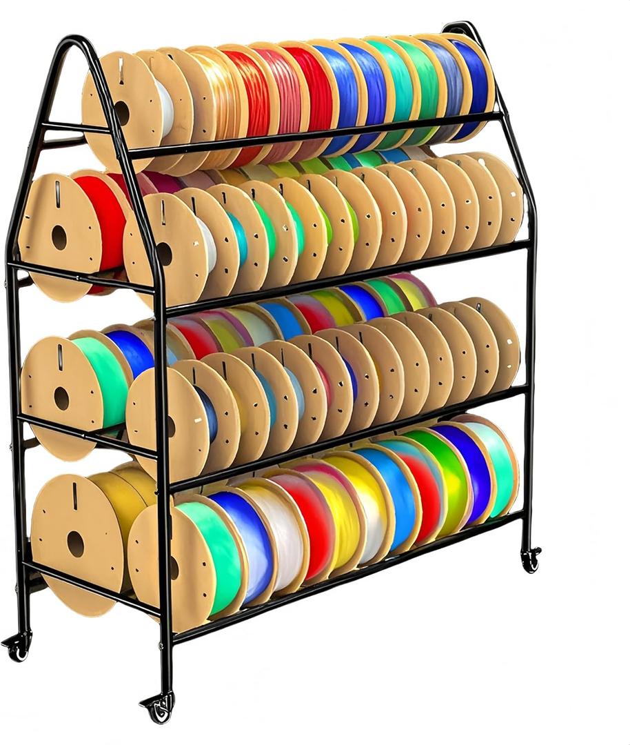 Deemasiii Storage Rack, Rolling 3D Printer Spool Holder stand, Heavy Duty Metal Shelf for ABS/PLA/TPU/Nylon, 3D Printing Accessories for Studio Office Workshop (Store 90PCS Filament Storage Rack)