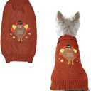 Thanksgiving Dog Turkey Sweaters Warm Pet Knitted Clothes Fall Dog Sweaters for Medium Dogs Pet Outfits Sweatshirt for Thanksgiving Fall (Medium, Classic Turkey)