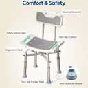 Bluelog Shower Chair with Back for Elderly and Disabled, Shower Seat Bench Stool, Adjustable Height, 350 lbs Capacity, Rectangular