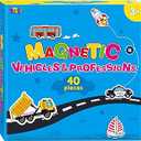 40 PCS Vehicle Magnets, Vehicles and Professions Fridge Magnets for Kids-Common Vehicles, Airplane, Boat & Occupations-Magnetic Transport Refrigerator Decors Educational Learning Toys for Toddlers