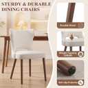 Wooden Dining Chairs Set of 2, Mid Century Dining Room Chairs with Solid Wood Legs, Upholstered Fabric Kitchen Chairs with Ergonomic Curved Backrest for Kitchen Dining Room, Beige
