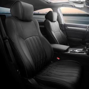 Custom for Honda Accord Seat Covers LX 2018 2019 2020 2021 2022, Faux Leather Car Seats Cover Full Set (Rear Row W/Solid Folding Backrest)-Black