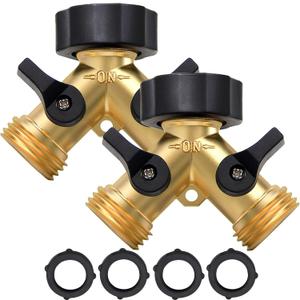 Twinkle Star Garden Hose Splitter 2 Way, Y Connector Brass Garden Hose Adapter