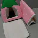 TiereCare Guinea Pig Hideout with Tunnel, Washable Chinchilla House Bed, Fleece Hideaway, Enrichment Toys, and Cage Accessories for Ferret Hedgehog Small Animal, Pink