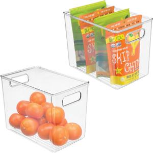 mDesign Plastic Deep Kitchen and Pantry Organizer Storage Bin with Handles for Cabinet, Fridge, Freezer - Food Storage Containers for Snacks, Yogurt Pouches or Fruit, Ligne Collection, 2 Pack, Clear mDesign Plastic Deep Kitchen and Pantry Organizer Storage Bin with Handles for Cabinet, Fridge, Freezer - Food Storage Containers for Snacks, Yogurt Pouches or Fruit, Ligne Collection, 2 Pack, Clear