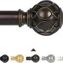 Bronze Farmhouse Curtain Rods for Windows: 66-120 Inch Heavy Duty Adjustable Curtain Rod for Bedroom Living Room, Boho Decorative Rustic Drapery Rods with Vintage Coastal Finial, Antique Bronze