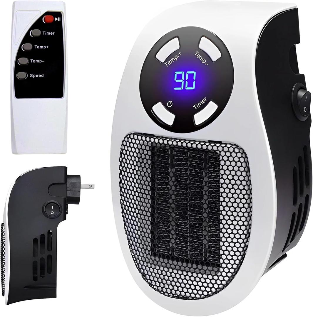 The Alpha Heater for Indoor Use Small Plug In Alpha Heater Portable Heater Electric Space Heaters of Indoor Use with LED Display Energy Efficient 500W Wall Outlet Adjustable Thermostat, Timer, Safe