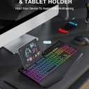 Wireless Keyboard and Mouse Combo - 9 Backlit Effects, RGB, Ergo Wrist Rest, Phone Holder, 2.4G Full Size, Rechargeable, Sleep Mode, KM22 MAX Quiet Set for Computer, PC, Laptop, Mac, Windows- SABLUTE