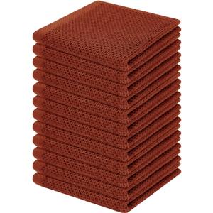 Homaxy 100% Cotton Waffle Weave Kitchen Dish Cloths, Ultra Soft Absorbent Quick Drying Dish Towels, 12 x 12 Inches, 12-Pack, Rust