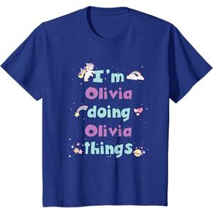 Kids Cute Olivia Personalized First Name Girls T-Shirt