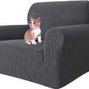 MAXIJIN Stretch Chair Cover Chair Slipcovers with Arms, 1-Piece Couch Sofa Chair Covers for Living Room, Non Slip Armchair Cover (31"-46") Furniture Protector Dogs Pet Friendly (Chair, Grey)