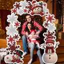 Moukeren 65"x29.5" Christmas Door Decorations, 3PCS Snowman & Red-White Snowflake Door Frame Banners with PVC Hanging Rope -Side Banners for Winter Wonderland Party, Home, Classroom Holiday Decor