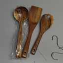 Wooden Kitchen Utensil Set, 100% Natural Teak Kitchen Utensils, Spatula, Soup Spoon, Salad Spoon, Wooden Cooking Utensils Set with S Hooks, Wood Spoons For Cooking (3 Packs)