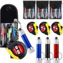 Jutom 90 Pcs Mini Tape Measure Keychain Screwdriver LED Light Keychain Bulk Men Adult Tool Party Gifts Prize for Man Father's Day Housewarming Gifts Adult Useful Tool Favors (Blue,Black,Red)