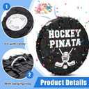 Jenaai 4 Pcs Hockey Party Favors Include 16" Hockey Piñata Bat Blindfold Piñata Stick and Confetti Bag for Hockey Theme Birthday Party Sports Party Reward Victory Celebration