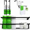 Black Towel Racks for Bathroom Wall Mounted | 4 in 1 Multifuntional, Horizontal & Vertical Wall Towel Holder for Rolled Towels & Double Hanging Towel Bar & Toilet Paper Holder | Towle Rack Rustproof