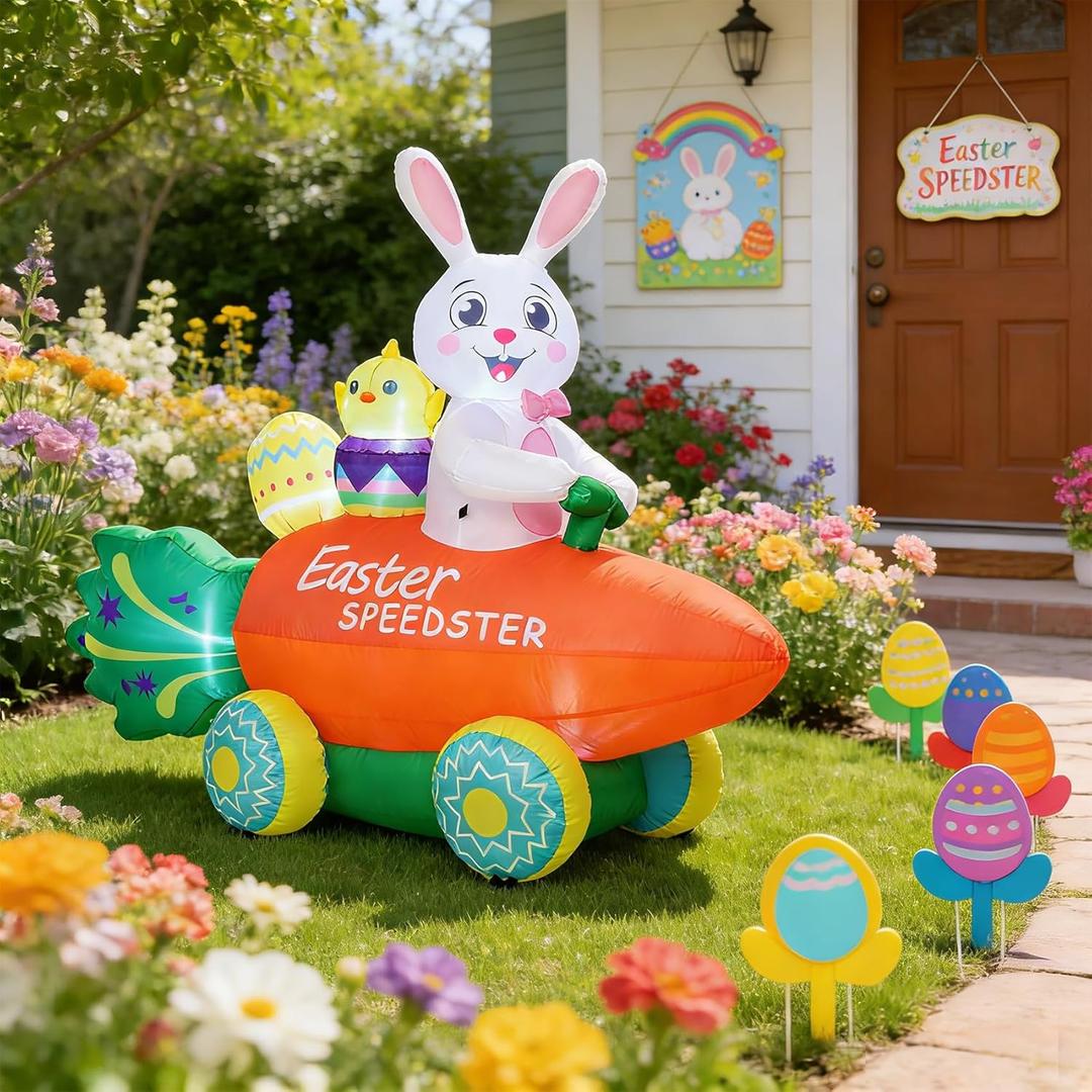 6FT Inflatable Bunny Outdoor Decorations, Inflatables Decorations Blow Up Yard with LED Colored Lights, Inflatable Toys for Indoor Outdoor Lawn Yard Garden Decor