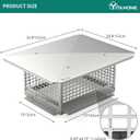 YITAHOME Chimney Cap, 13" x 17" Chimney Cover for Outside, 304 Stainless Steel Fireplace Chimney Caps with Adjustable Metal Strips, Screws & Gloves