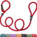 TwoEar Dog Slip Rope Leash - 6FT Heavy Duty Training Leash with Reflective Threads for Small to Large Dogs (Slim, Red)
