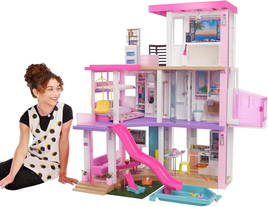 Barbie DreamHouse Dollhouse with 75+ Accessories and Wheelchair Accessible Elevator, 10 Play Areas, 3 Custom Light Settings & Music 