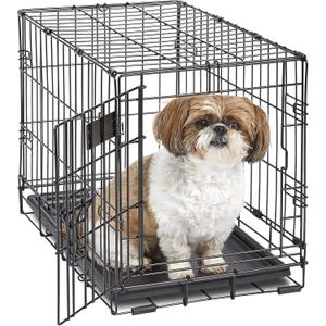 MidWest Homes for Pets Newly Enhanced Single & Double Door iCrate Dog Crate, Includes Leak-Proof Pan, Floor Protecting Feet, Divider Panel & New Patented Features (23.0"L x 14.0"W x 16.2"H, Black)