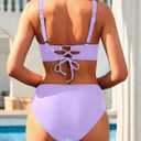 Yonique Women's Two Piece High Waisted Bikini Set Tummy Control Swimsuit Full Coverage Bathing Suit (Purple, Medium)