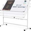 Dry Erase Whiteboard Easel on Wheels - TANKEE 48" x 32" Large Double Sided Mobile Whiteboard, Reversible Magnetic Rolling White Board for Home Office Classroom, Flip Chart Holders and Paper Pad