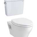 Set Of 2: TOTO TCT428CFGT4001 EP Wall Mounted Elongated Chair Height Toilet Bowl Only with Washlet+ and CeFiONtect - Less Seat Cotton White And 
TOTO Drake 1.6 GPF Toilet Tank with WASHLET+ Auto Flush Compatibility, Cotton White - ST776SA#01