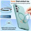 HuwaiH 360° Rotatable Magnetic Ring Stand for Samsung Galaxy S24 Plus/S25 Plus Case, Compatible with MagSafe, Military-Grade Shockproof, Anti-Scratch Matte Translucent Phone Case(Lake Blue)