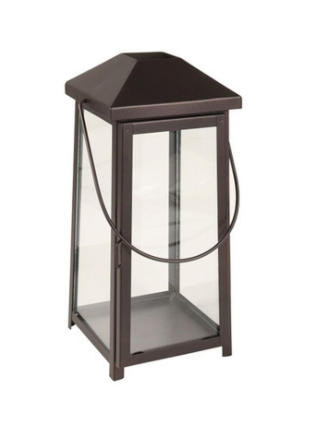 Solar Powered Lantern with LED Candle, Traditional, Black, 11", 62401