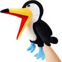 Animal Hand Puppets 11 Inch Bird Plush Toucan Owl Eagle Parrot Flamingo Peacock Puppet Toys Role-Play Puppets for Kids Storytelling Imaginative Pretend Play Teaching Preschool(Toucan)