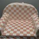 Blissful Diary Foldable Toddler Couch, 2-in-1 Comfy Toddler Chair & Lounger for Reading, Playroom, Kids Couch Sofa for Girls Boys Birthday Gift, Blush Checkered