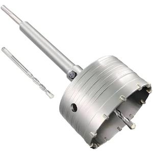 4-1/8" Concrete Hole Saw, 105mm Tungsten Steel Core Bit for Cinder Block, Brick, Rock, Plank Walls for Pipes or mini Split Lines, with SDS Plus Shank and 2 Center Positioning Drill Bits.