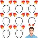 8 Pcs Flame Headband Fire Headpiece Flame Crown Felt Fire Accessories for Carnival Costume Cosplay Party Photo Props