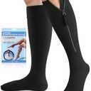 CASMON 15-20mmHg Zipper Compression Socks for Women and Men, Knee High Compression Stockings, Medical Closed Toe Support Socks for Varicose Veins, Post-Surgery, Swelling, Nurses, Pregnancy (1 Pair) XL