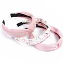 3 PCS Pink Knotted Headbands for Women, Knotted Fashion Hairbands for Yoga Workout Daily Wear