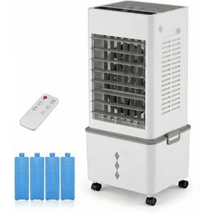 Grelife Evaporative Air Cooler with 10L(2.64 Gal) Large Tank,8 Speeds & 3 Wind Modes, 80° Oscillation,24H Timer, Remote Control, LED Display, Mist & Humidifier Function for Home Office Bedroom white