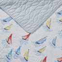 Laura Ashley - Twin Quilt Set, Cotton Reversible Bedding with Matching Sham, Home Decor Ideal for All Seasons (Ahoy Blue, Twin)