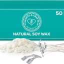 Hearts & Crafts Candle Making Kit - 50 lbs Soy Wax Flakes with 100 Pieces Pre-Waxed 6-Inch Wicks and 2 Metal Centering Devices - Premium DIY Candle Making Supplies
